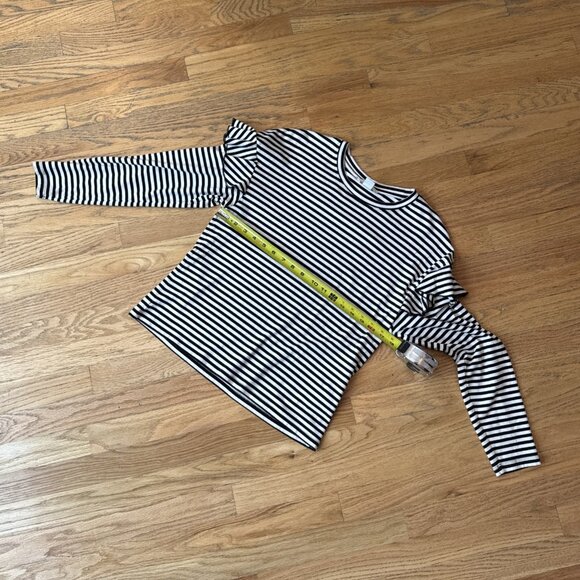 H&M Black & White Striped Ruffle Long Sleeve Top Size Medium - Picture 14 of 15